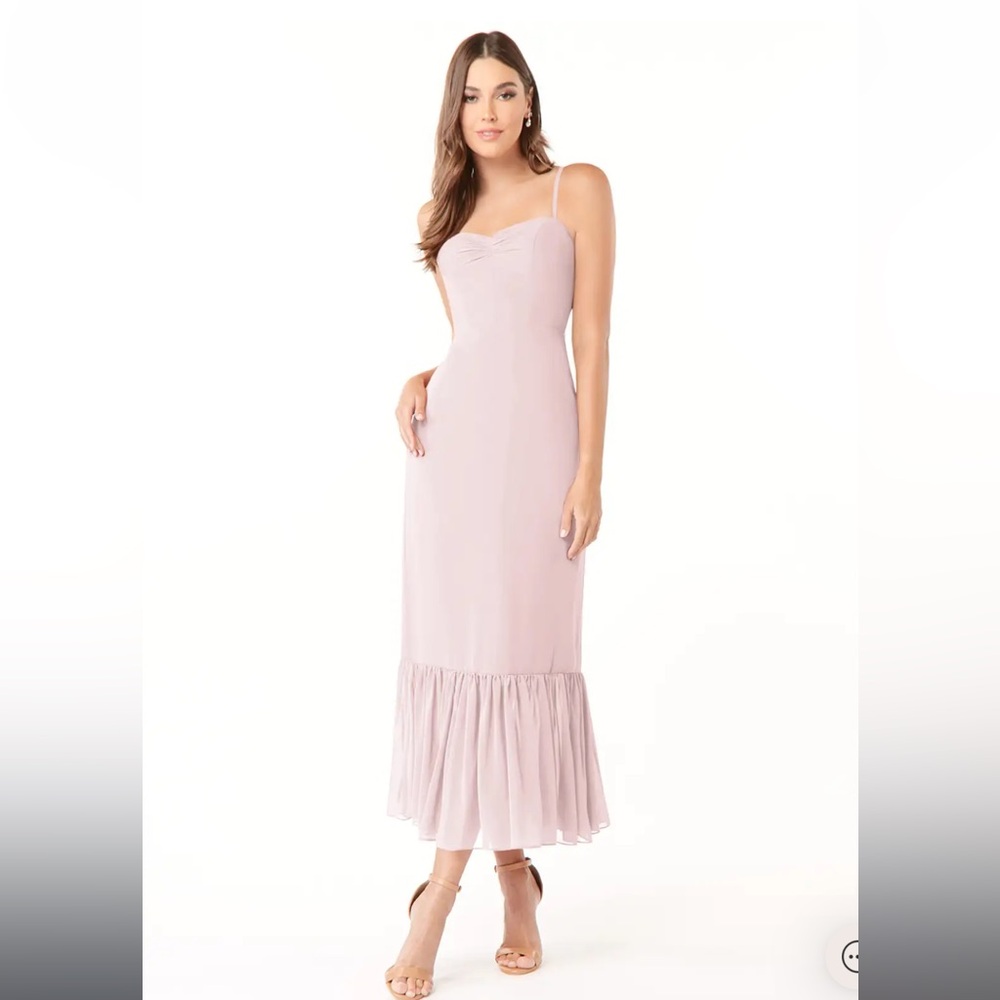 Azazie Justina Blushing Pink sweetheart A-line chiffon dress A8